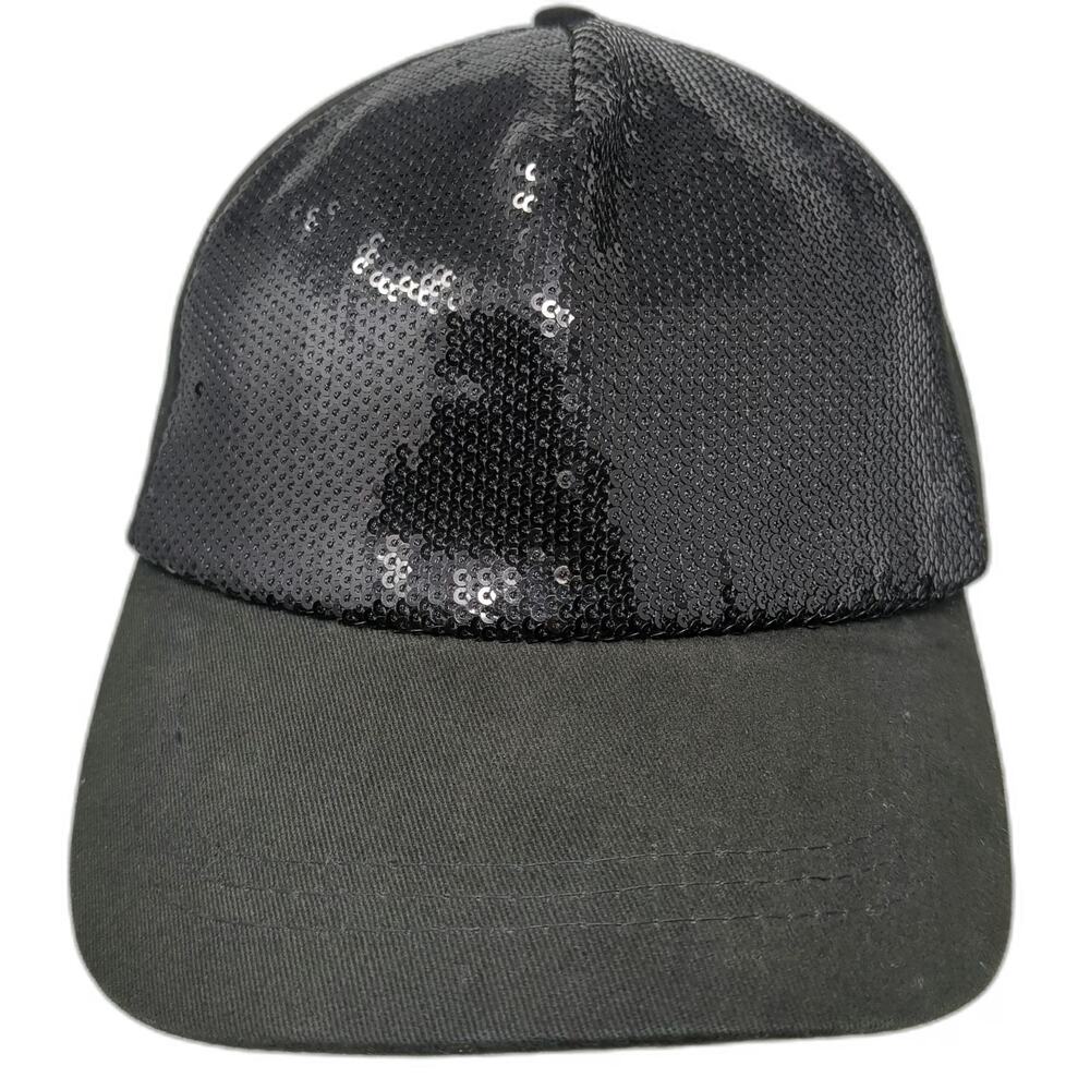 K Accessories 5 Panel Hat Black One Size Sequin Front Strapback Recycled Cap